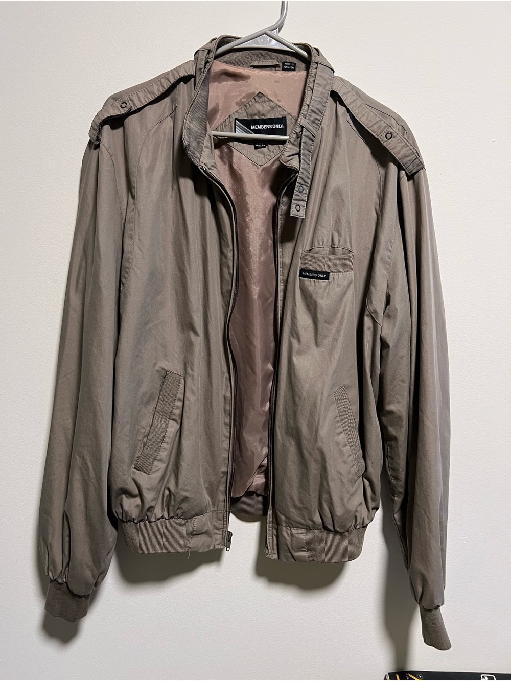 Vintage Members Only Taupe Men's Racer Jacket